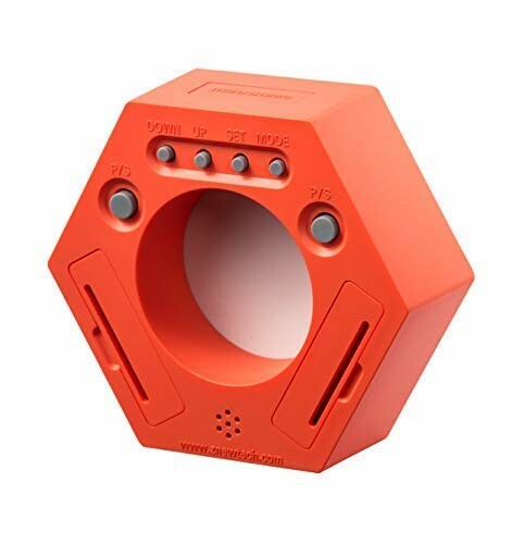 Hexagonal orange electronic device with buttons